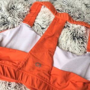 Orange medium impact sports bra w removable pads